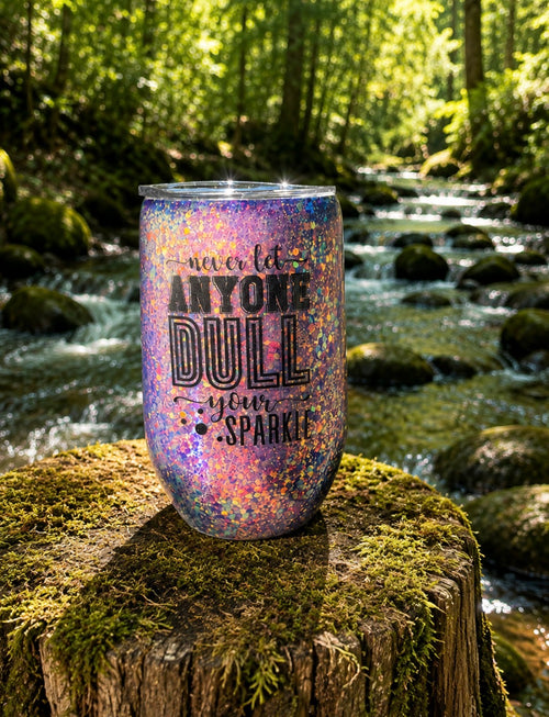 16 oz Never Let Anyone Dull Your Sparkle tumbler - multicolor holographic glitter finish